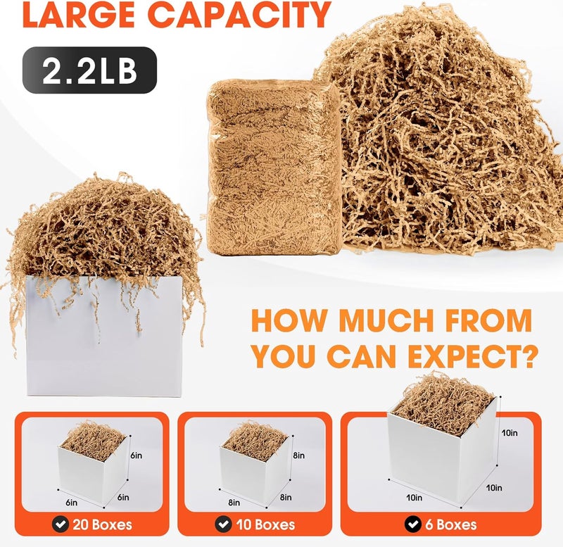 AODESTINY 2.2LBS Crinkle Cut Paper Shred Filler, Kraft Shredded Paper for Gift Bag Box Basket, Packing Grass Cushion Crinkle Shred Filler for Christmas Wedding Birthday Bridesmaid Engagement - Image 2